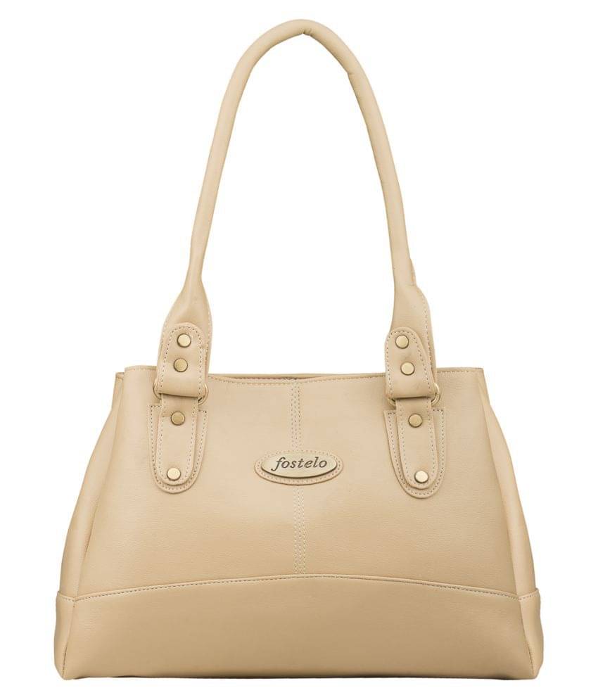     			Fostelo Beige Faux Leather Shoulder Bag
