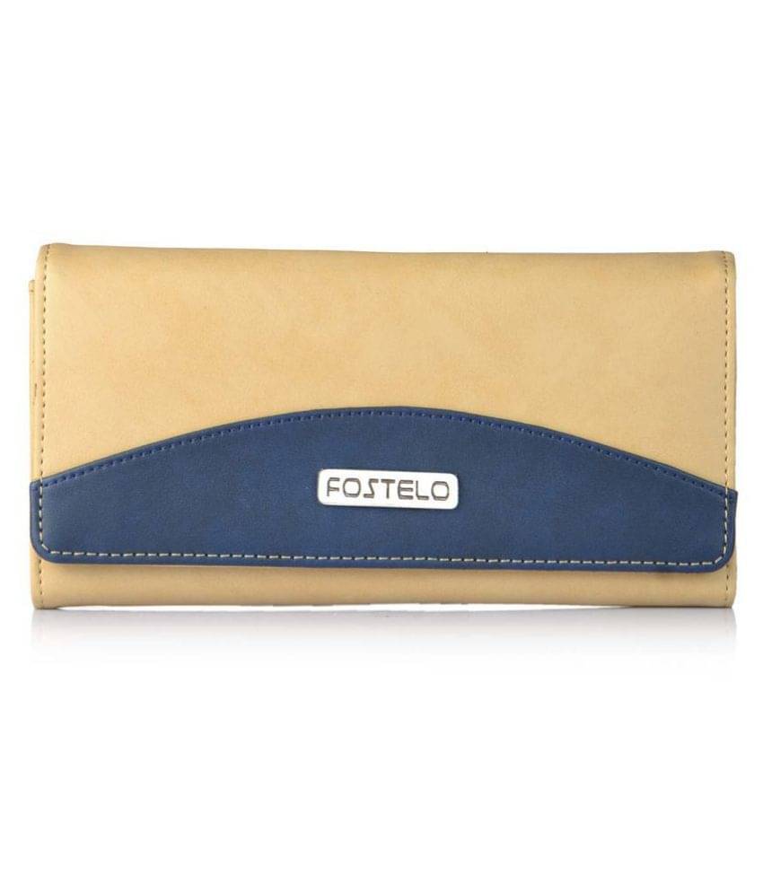     			Fostelo Beige Faux Leather Box Clutch
