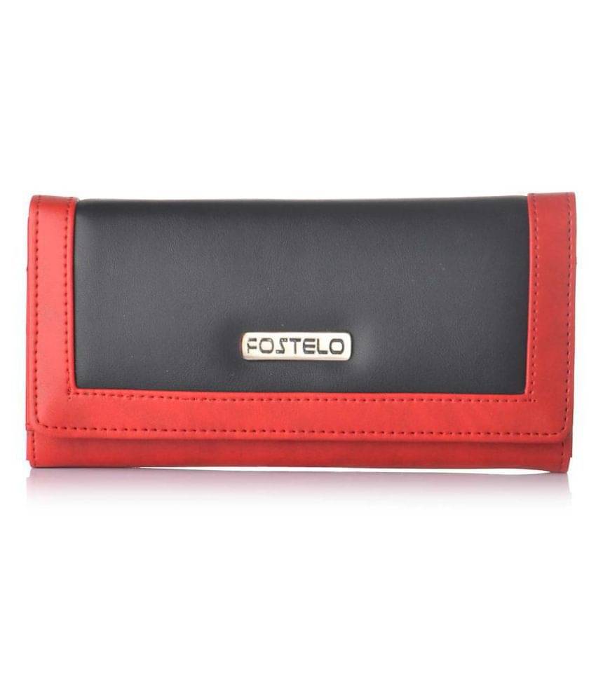     			Fostelo Black Faux Leather Box Clutch