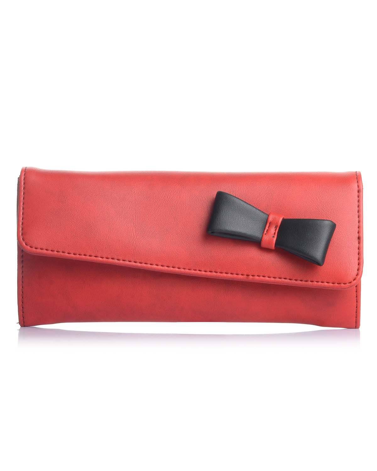    			Fostelo Red Faux Leather Box Clutch