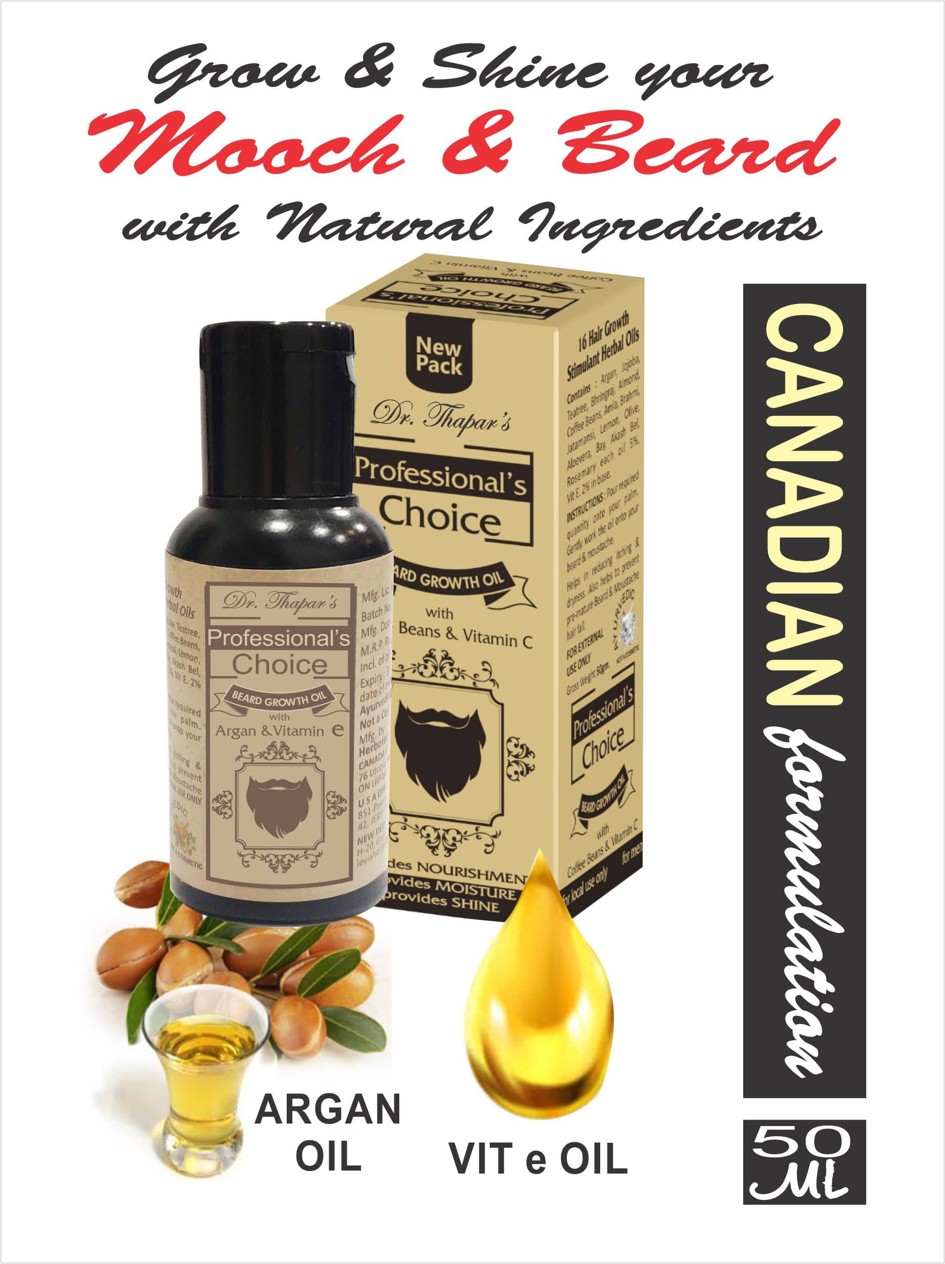 Professional's Choice Dr.THAPARs Beard Oil Argan VitE 50 ml - Beard Care and Tools | Buy online on ZillyBuy