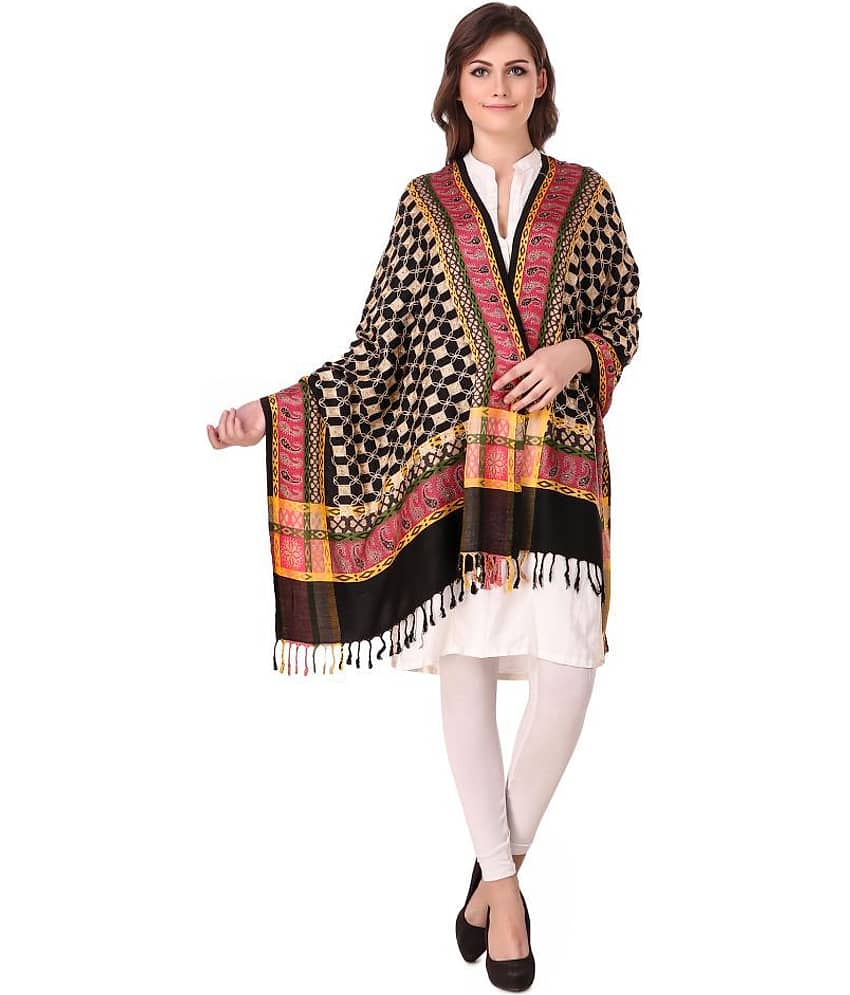 Bravezi Black Checkered Shawl - Dupattas & Shawls | Buy online on ZillyBuy