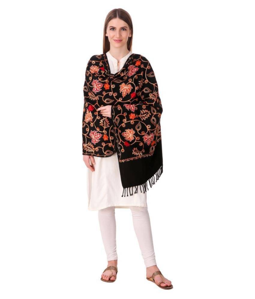 Bravezi Black Kashmiri Shawl Bravezi Black Kashmiri Shawl
