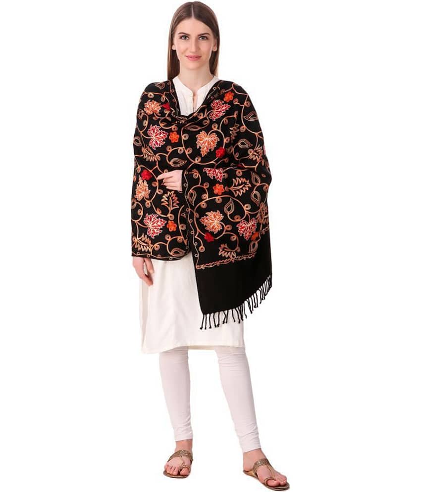 Bravezi Black Kashmiri Shawl - Dupattas & Shawls | Buy online on ZillyBuy