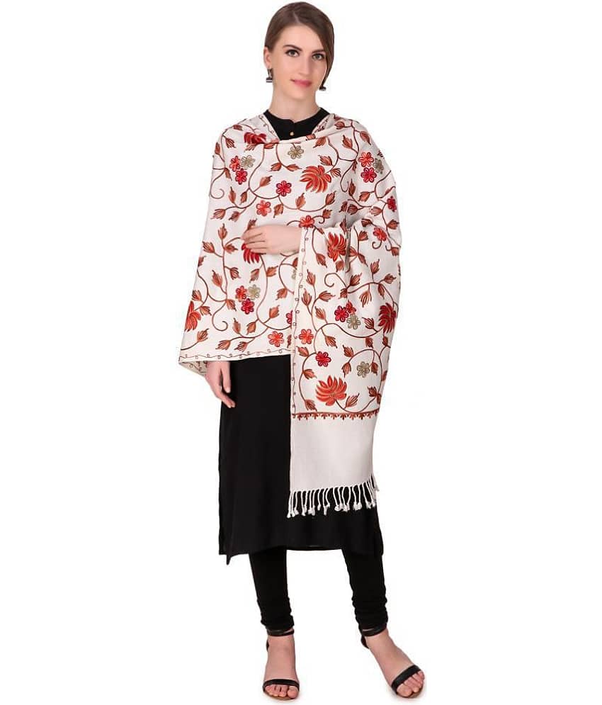 Bravezi White Kashmiri Shawl - Dupattas & Shawls | Buy online on ZillyBuy