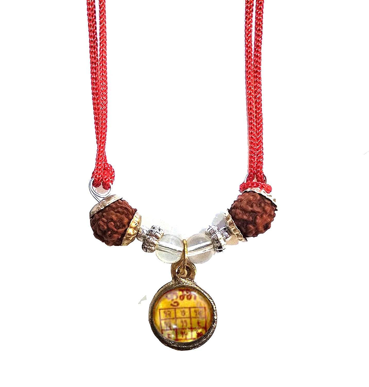     			Kumbh Rashi Yantra Kavach Locket Sobhagya Kavach Pendant for Aquarius Zodiac With Original 5 Faced Rudraksha For Wealth Good Luck and Fortune