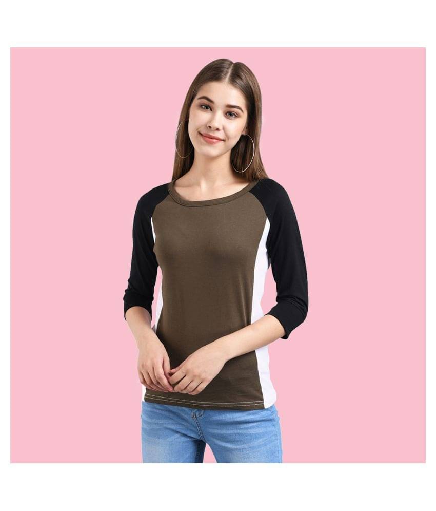     			The Dry State Women Cotton Colorblock Slim Fit Round Neck T-Shirt ( Multi Color )