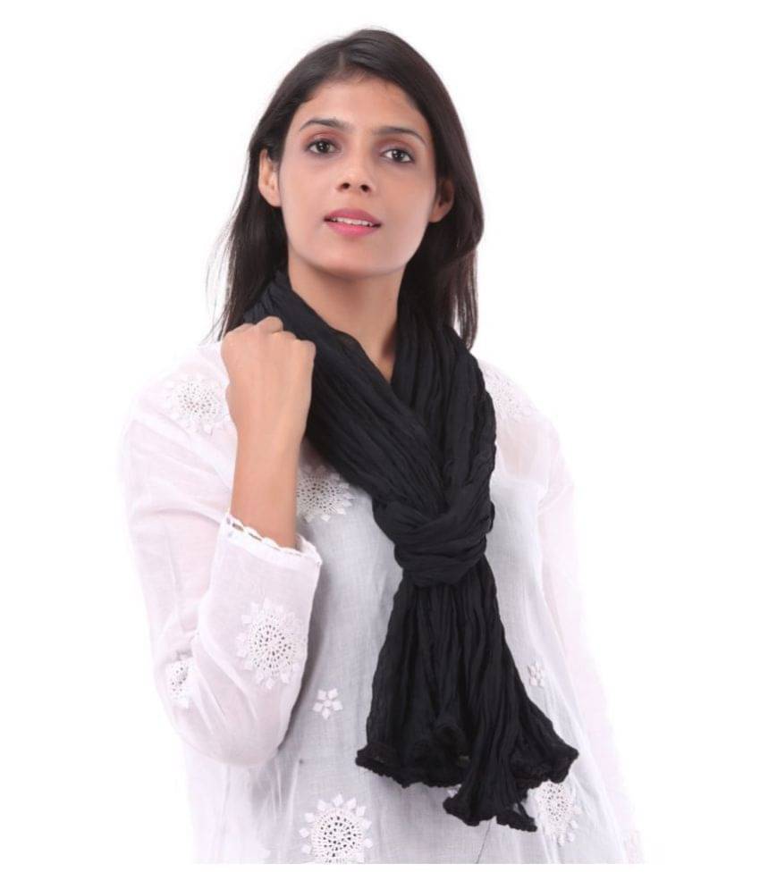     			Apratim Black Chiffon Self Dupatta