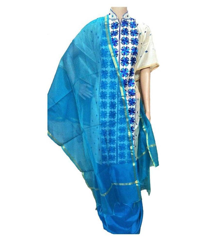     			Apratim Blue Chanderi Dupatta