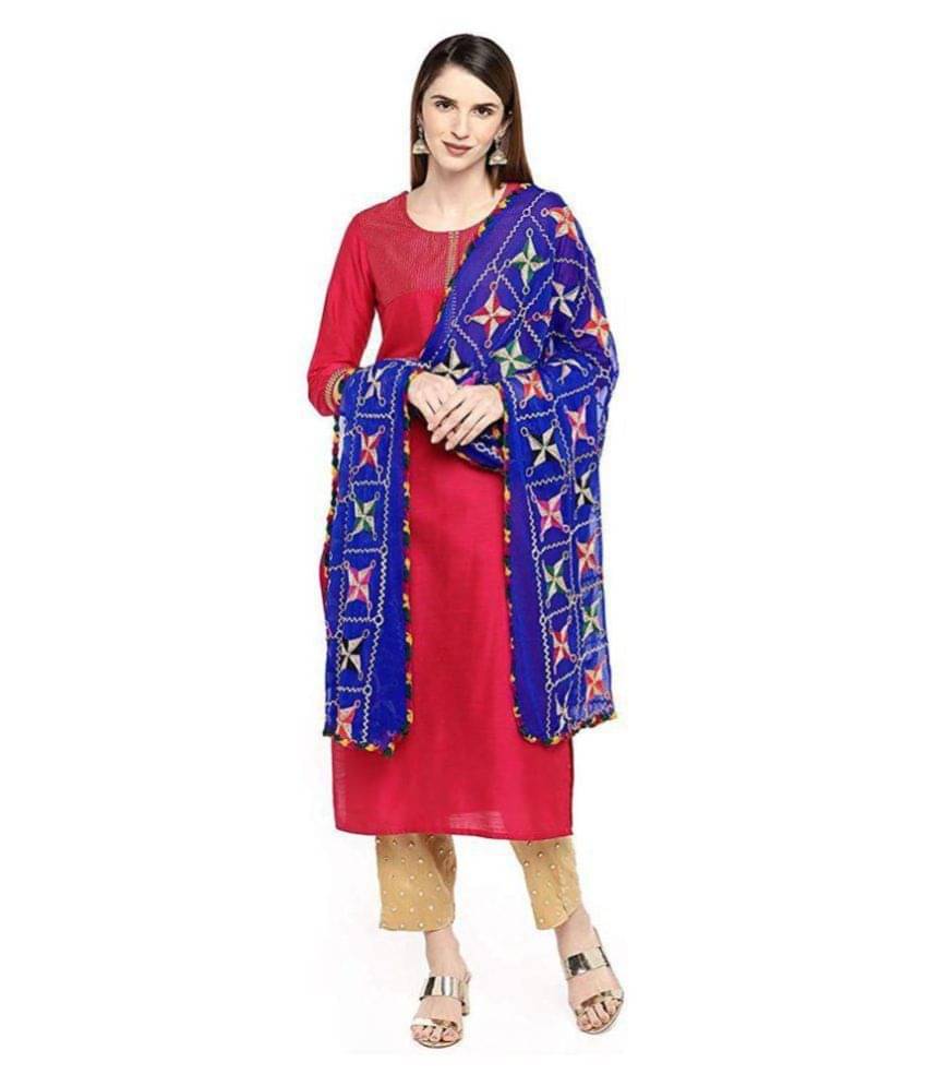 Apratim Blue Chiffon Phulkari Dupatta Apratim Blue Chiffon Phulkari Dupatta
