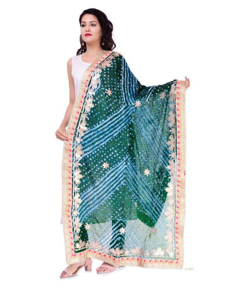 Apratim Green Art Silk Tie & Dye Dupatta     			Apratim Green Art Silk Tie & Dye Dupatta