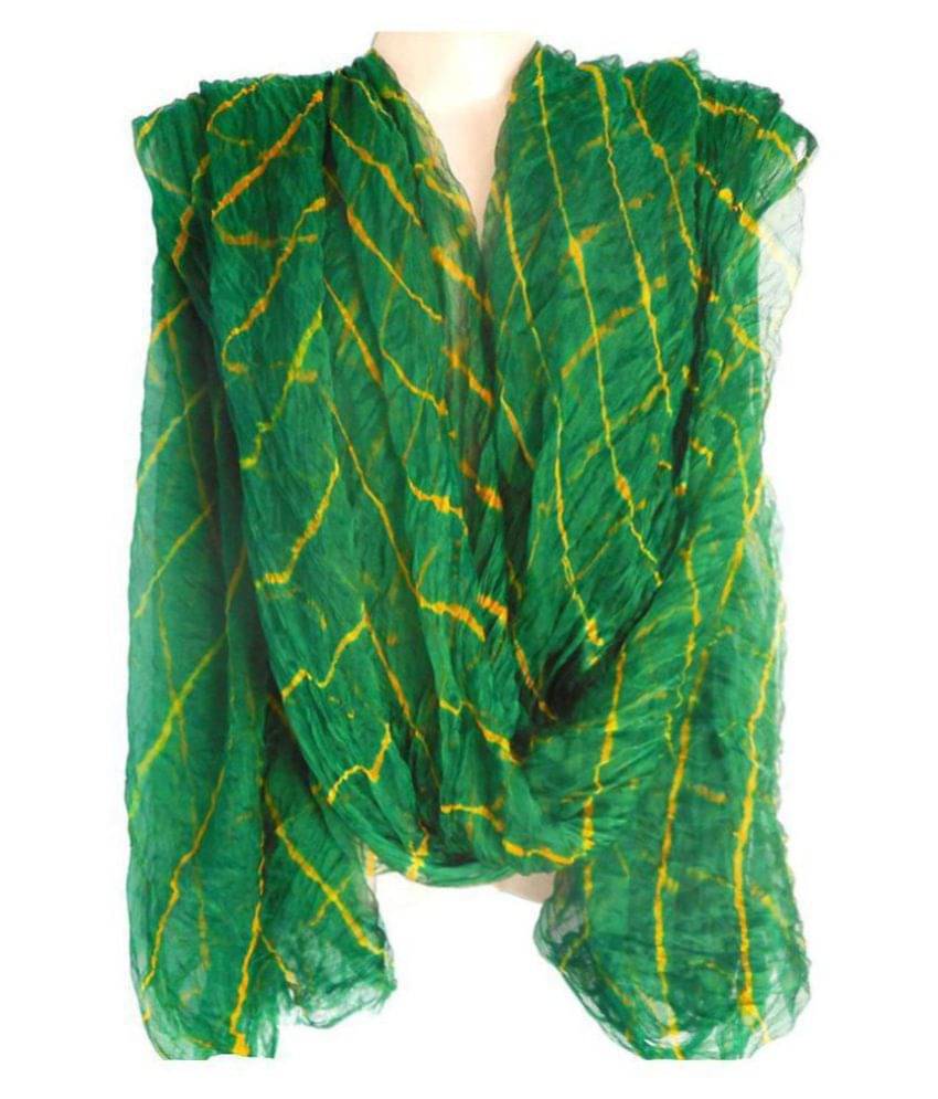     			Apratim Green Chiffon Leheria Dupatta