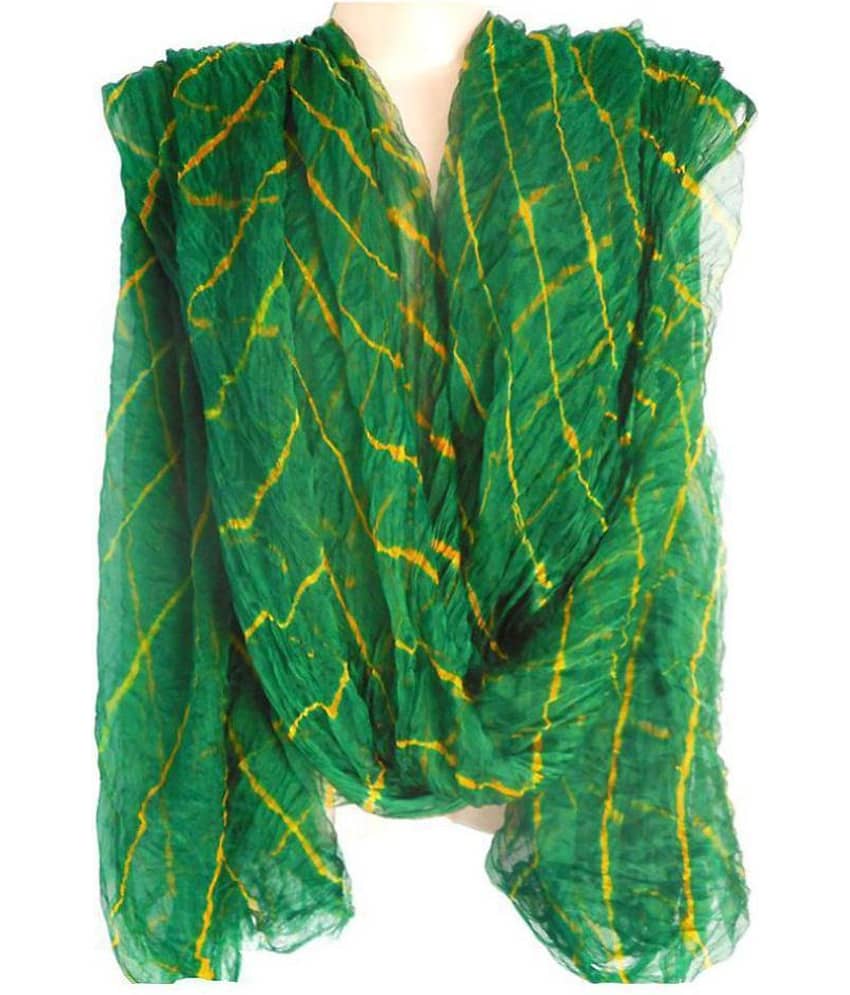Apratim Green Chiffon Leheria Dupatta - Dupattas & Shawls | Buy online on ZillyBuy