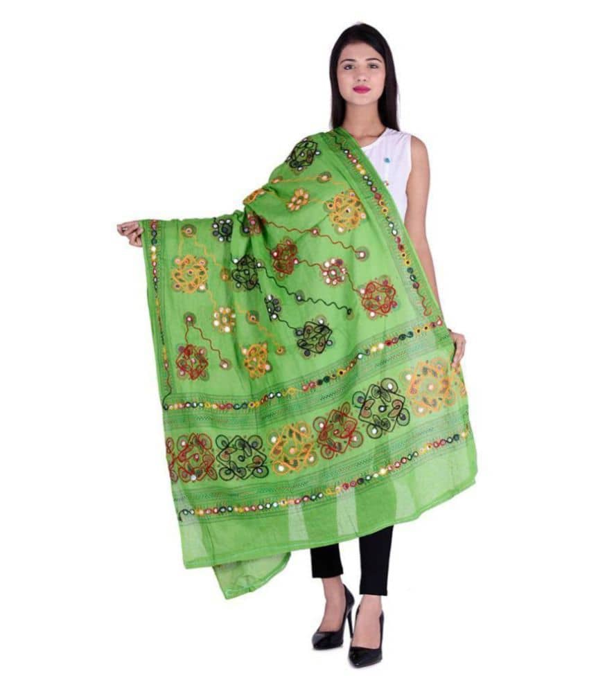 Apratim Green Cotton Dupatta - Dupattas & Shawls | Buy online on ZillyBuy