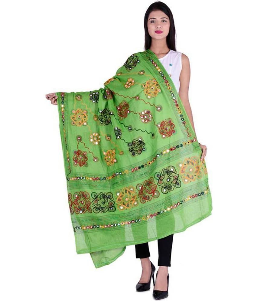 Apratim Green Cotton Dupatta - Dupattas & Shawls | Buy online on ZillyBuy