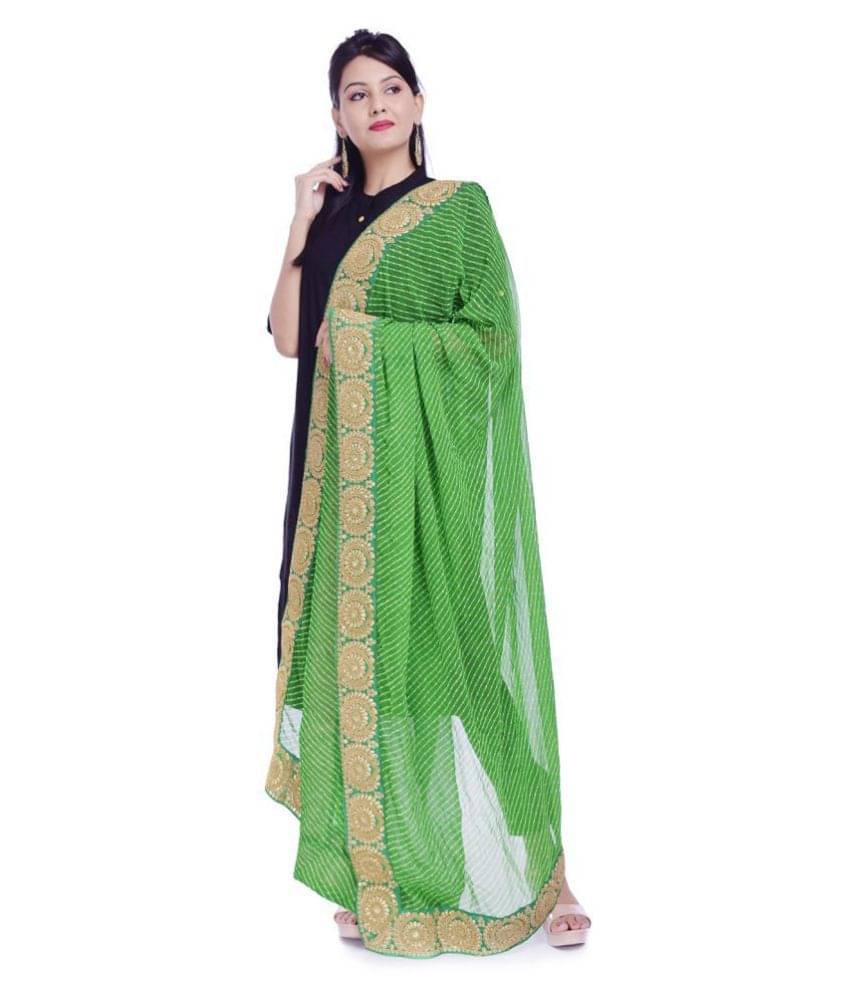     			Apratim Green Georgette Zari Work Dupatta