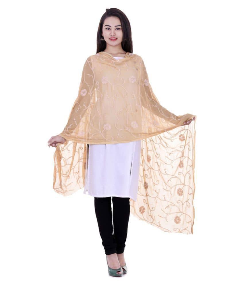 Apratim Khaki Chiffon Dupatta - Dupattas & Shawls | Buy online on ZillyBuy