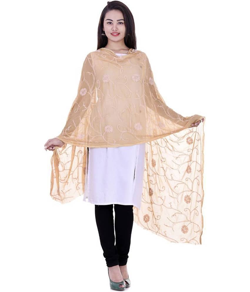 Apratim Khaki Chiffon Dupatta - Dupattas & Shawls | Buy online on ZillyBuy