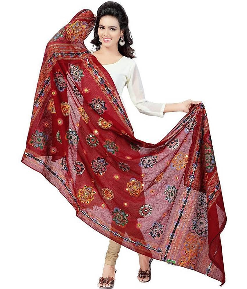 Apratim Maroon Cotton Dupatta - Dupattas & Shawls | Buy online on ZillyBuy