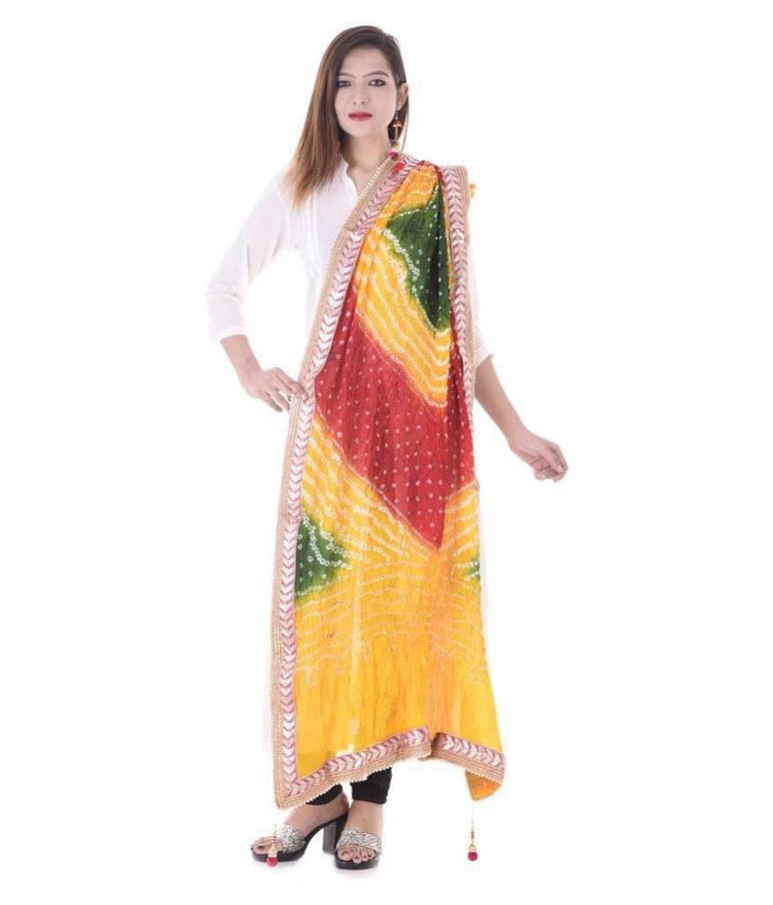     			Apratim Multicoloured Art Silk Bandhej Dupatta