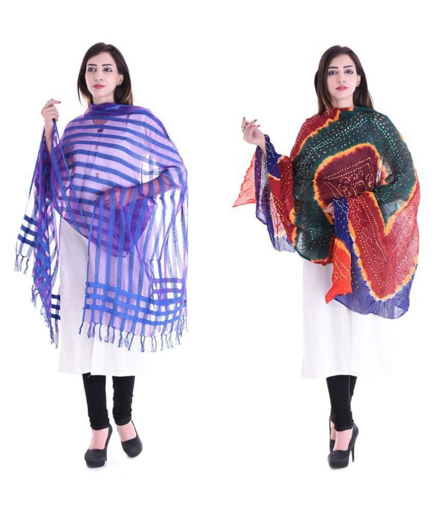     			Apratim Multicoloured Bhagalpuri Silk Bandhej Dupatta