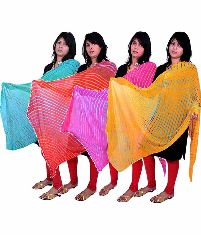 Apratim Multicoloured Chiffon Leheria Dupatta - Dupattas & Shawls | Buy online on ZillyBuy