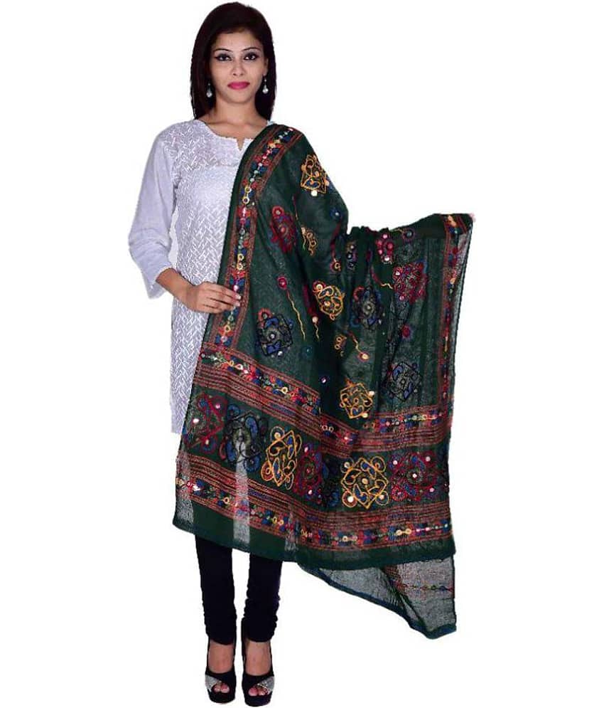 Apratim Multicoloured Cotton Kutch Embroidered Dupatta - Dupattas & Shawls | Buy online on ZillyBuy