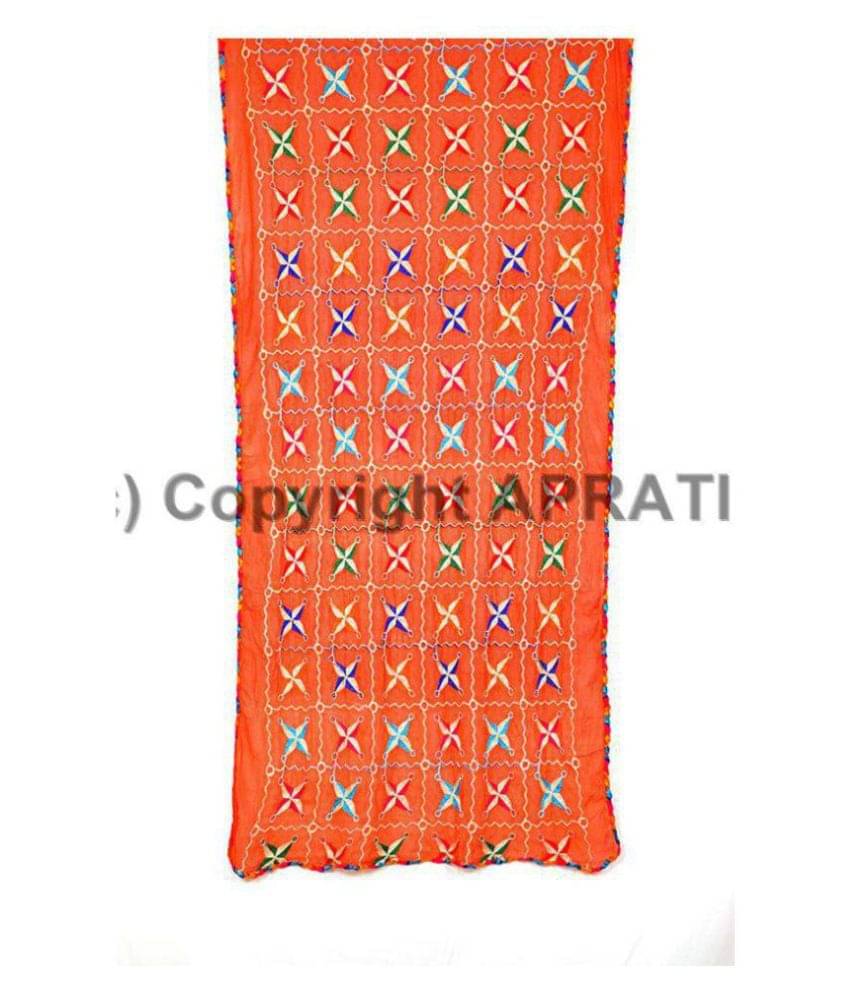     			Apratim Orange Chiffon Dupatta