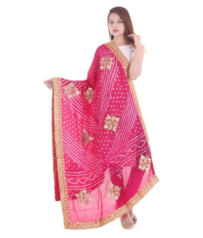     			Apratim Pink Art Silk Bandhej Dupatta