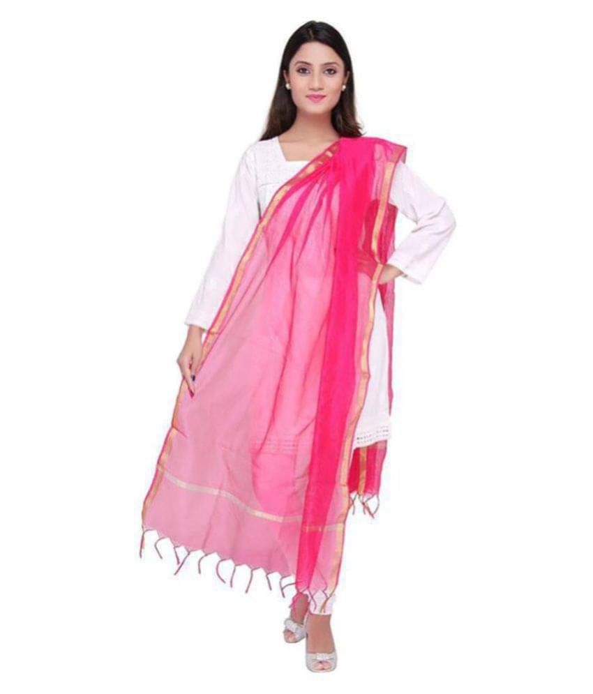 Apratim Pink Chanderi Dupatta     			Apratim Pink Chanderi Dupatta