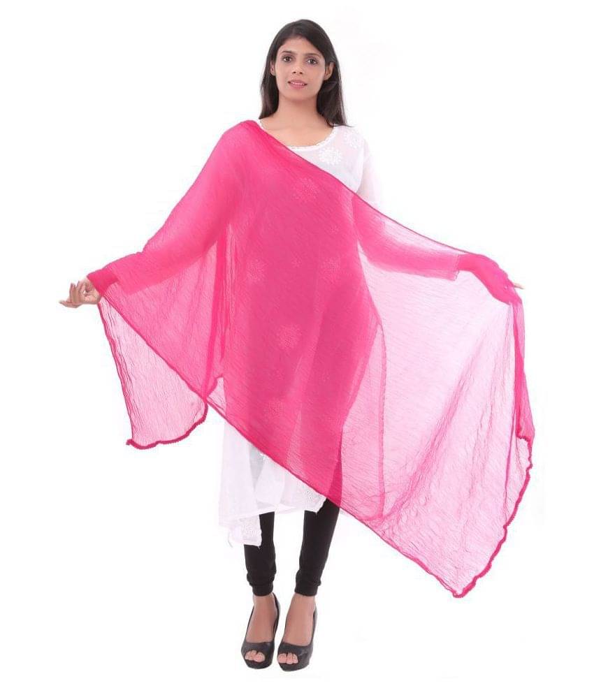    			Apratim Pink Chiffon Self Dupatta