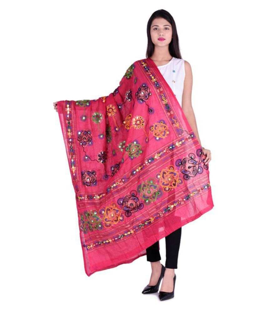     			Apratim Pink Cotton Dupatta