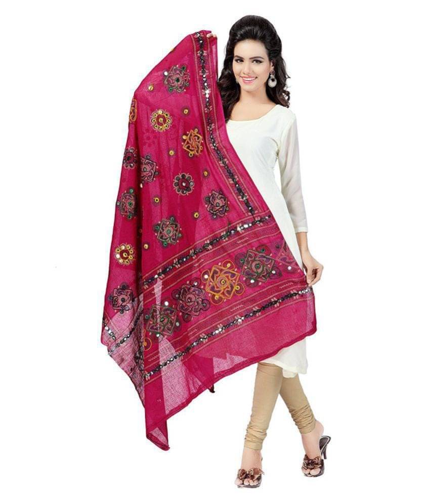     			Apratim Pink Cotton Dupatta