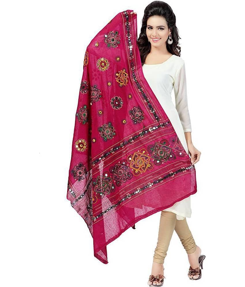 Apratim Pink Cotton Dupatta - Dupattas & Shawls | Buy online on ZillyBuy