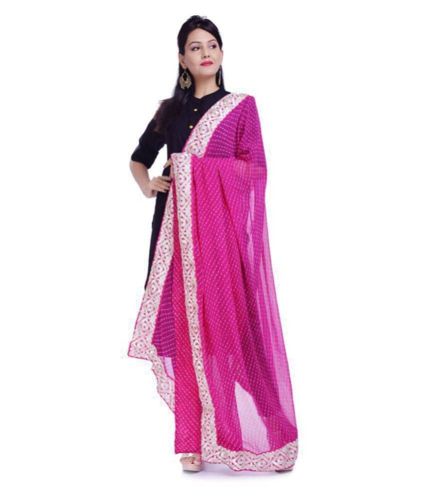     			Apratim Pink Georgette Gota Patti Dupatta