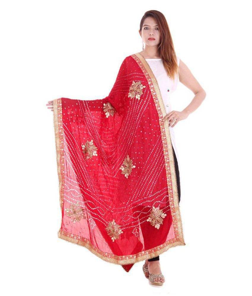 Apratim Red Art Silk Bandhej Dupatta     			Apratim Red Art Silk Bandhej Dupatta