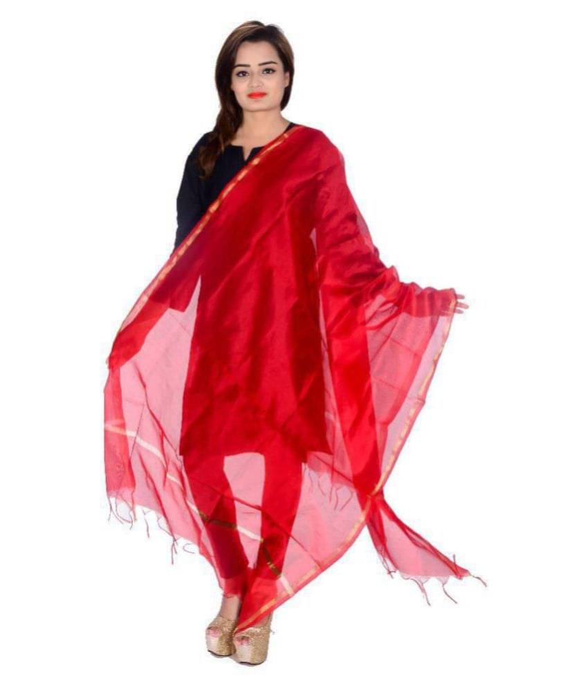 Apratim Red Chanderi Banarasi Dupatta     			Apratim Red Chanderi Banarasi Dupatta