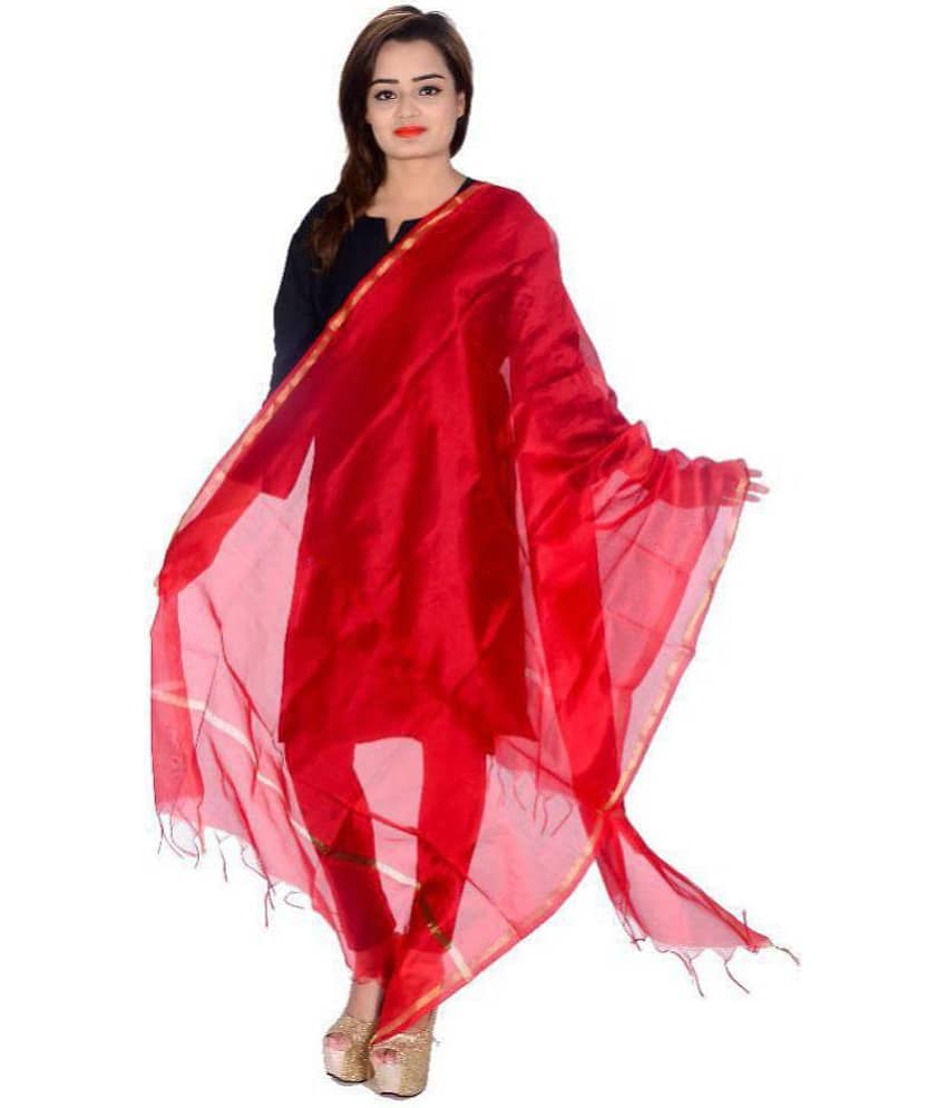 Apratim Red Chanderi Banarasi Dupatta - Dupattas & Shawls | Buy online on ZillyBuy