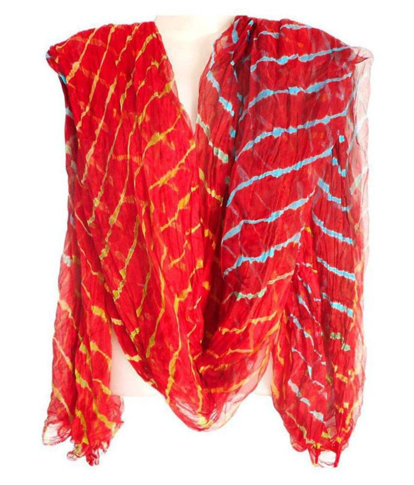     			Apratim Red Chiffon Leheria Dupatta