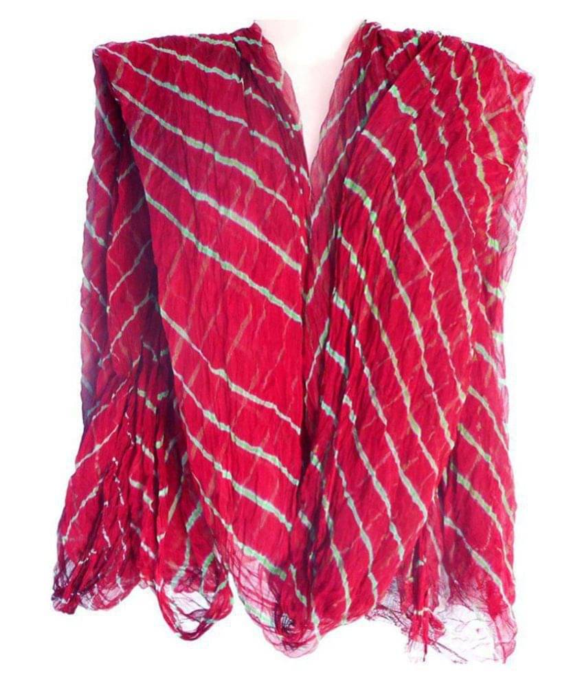     			Apratim Red Chiffon Leheria Dupatta