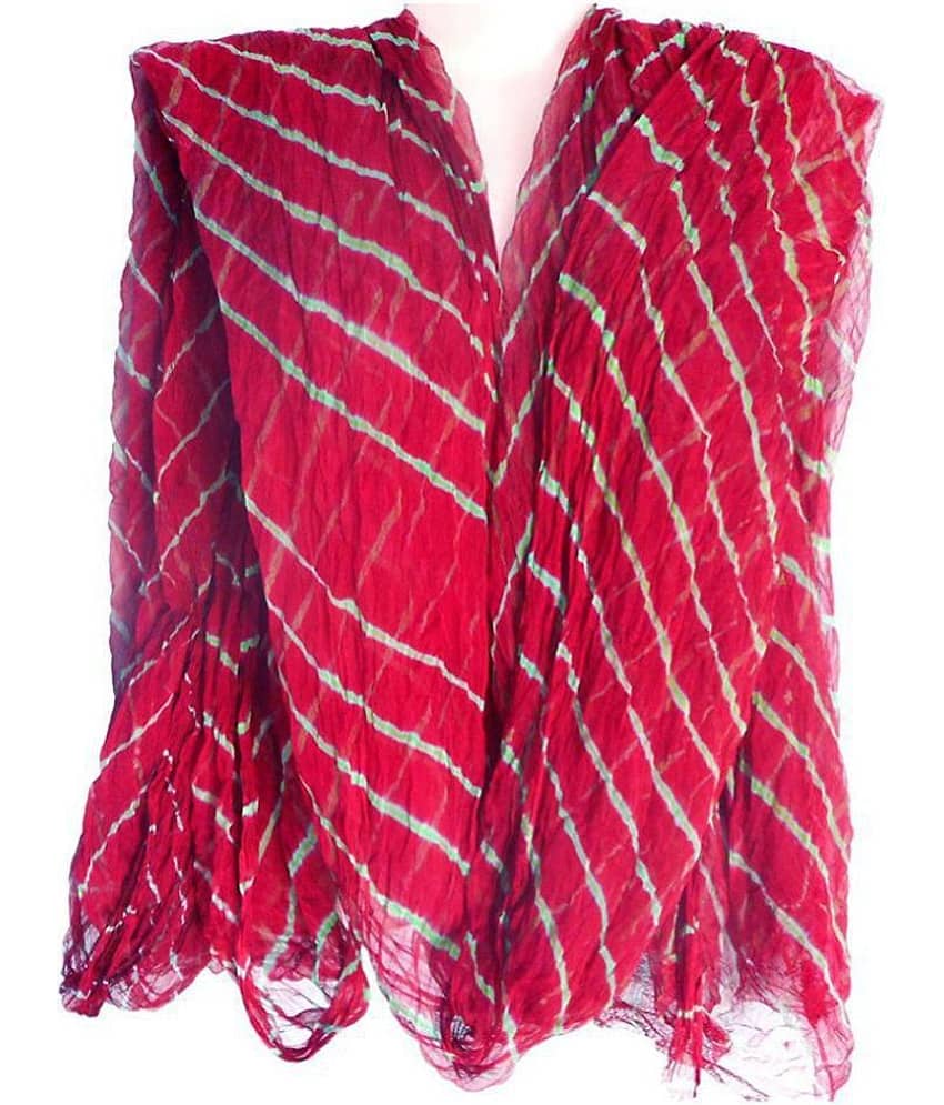 Apratim Red Chiffon Leheria Dupatta - Dupattas & Shawls | Buy online on ZillyBuy