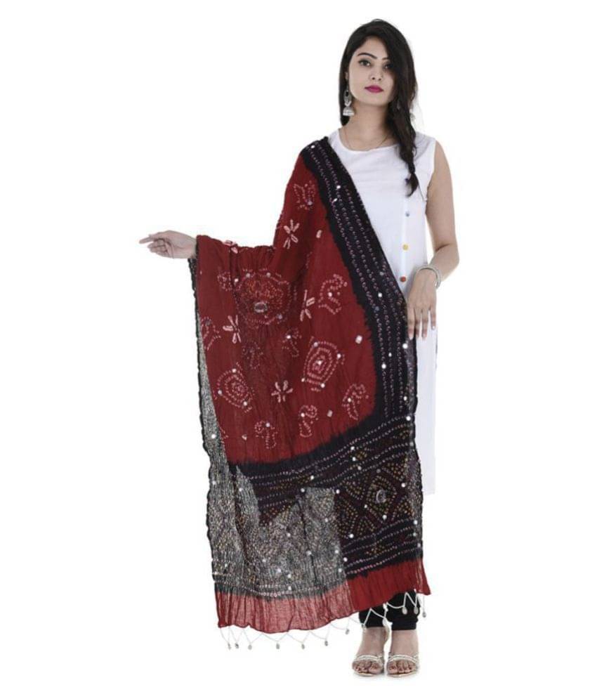     			Apratim Red Cotton Bandhej Dupatta