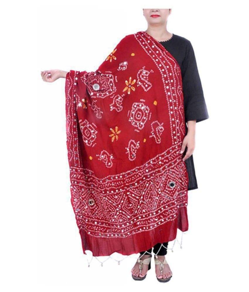 Apratim Red Cotton Bandhej Dupatta     			Apratim Red Cotton Bandhej Dupatta
