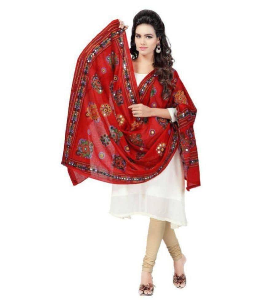 Apratim Red Cotton Dupatta - Dupattas & Shawls | Buy online on ZillyBuy