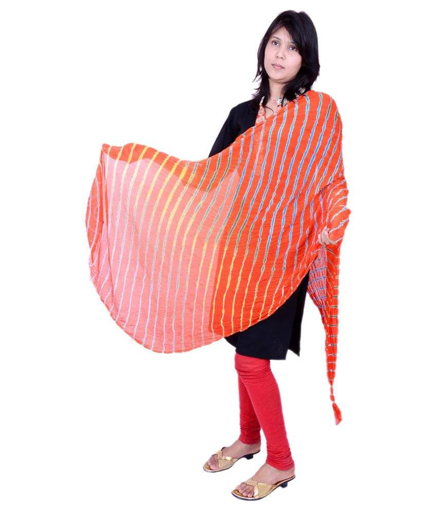     			Apratim Red Georgette Leheria Dupatta