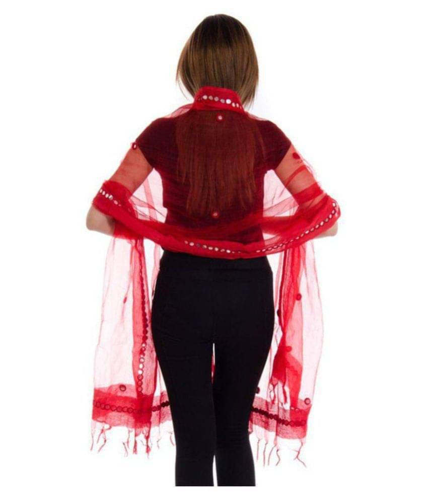     			Apratim Red Tissue Dupatta