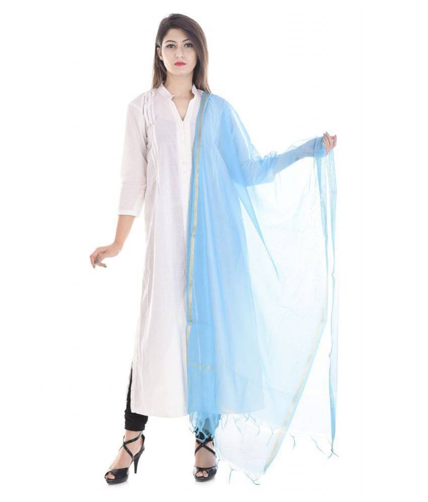     			Apratim Turquoise Chanderi Self Dupatta