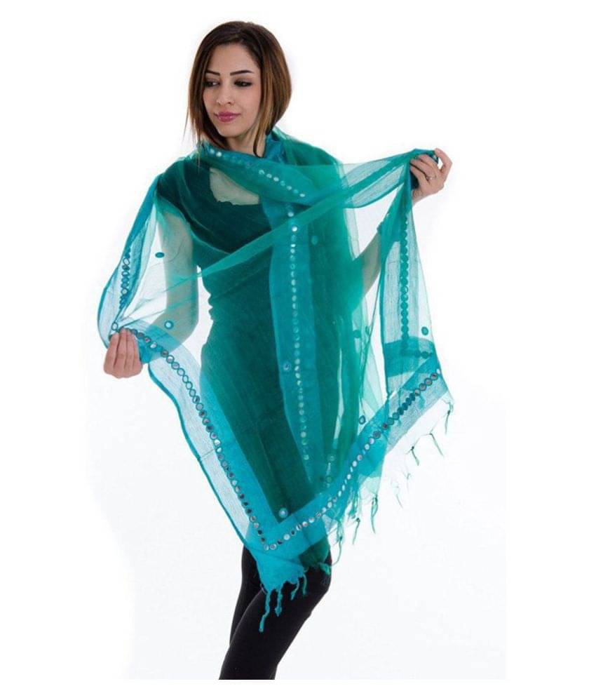    			Apratim Turquoise Tissue Dupatta