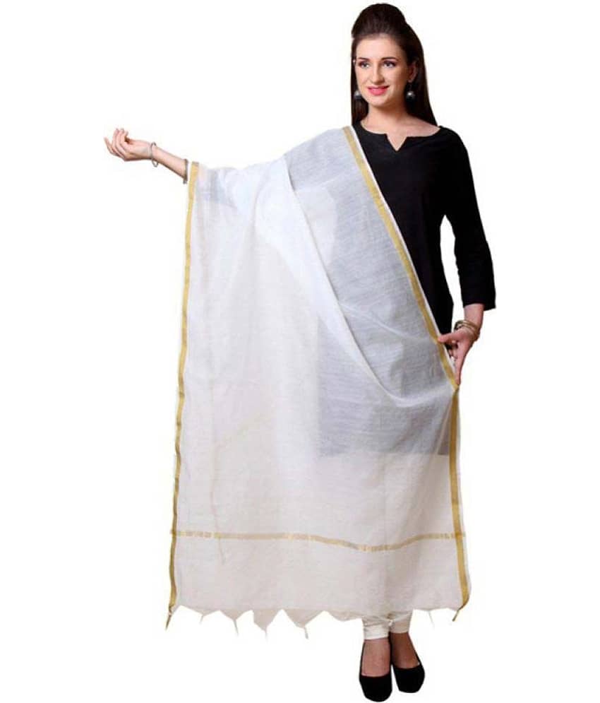 Apratim White Chanderi Dupatta - Dupattas & Shawls | Buy online on ZillyBuy