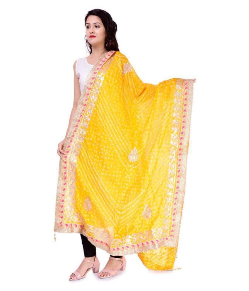 Apratim Yellow Art Silk Dupatta     			Apratim Yellow Art Silk Dupatta
